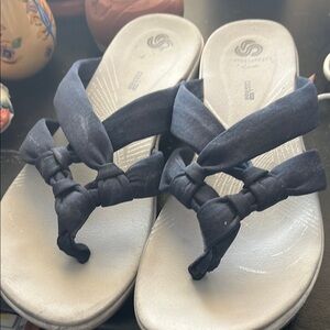 Clarks Cloud Steppers Navy Twisted Sandals